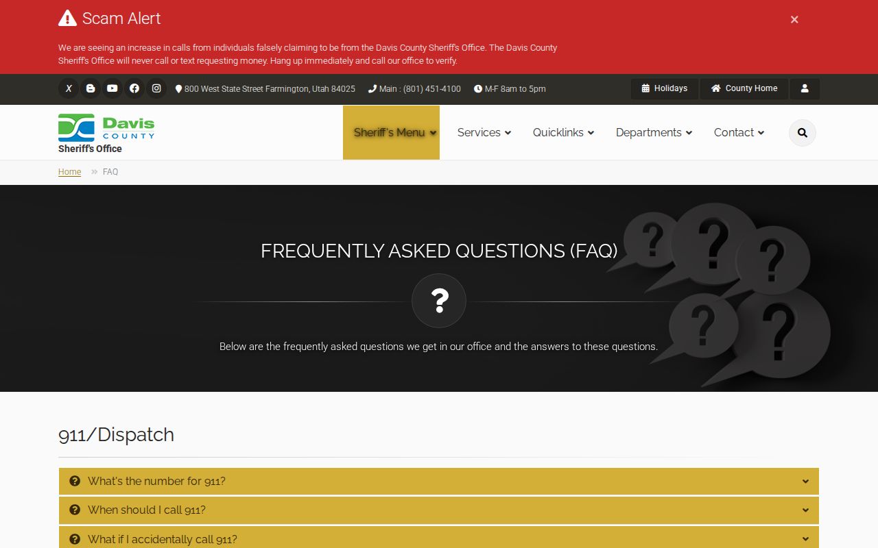 Davis County active warrant records, Sheriff FAQ and records guidance