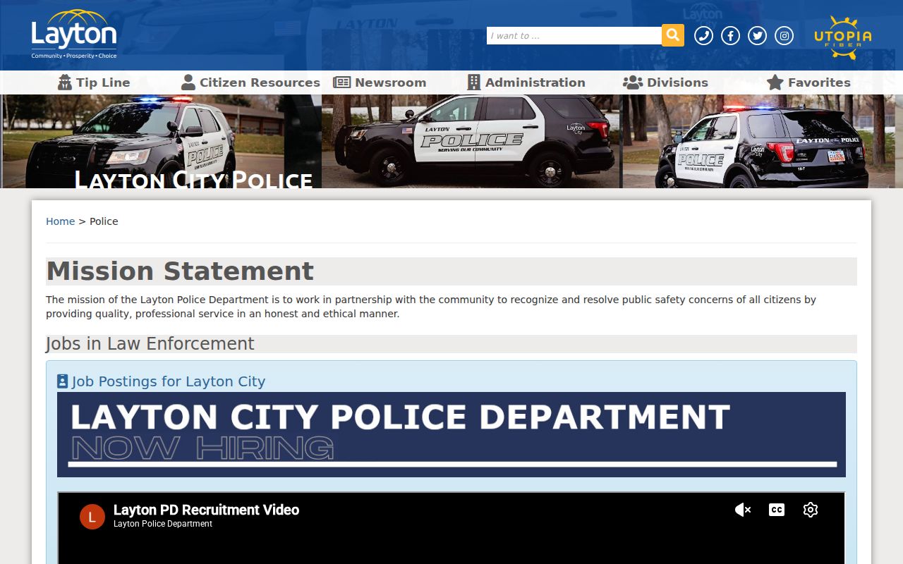 Layton warrant records, Layton Police Department services