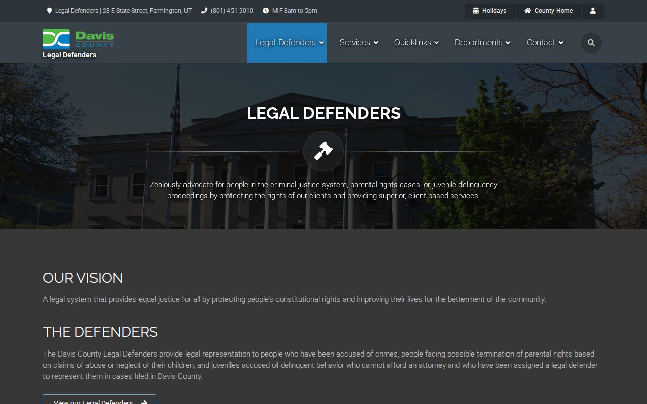 Davis County arrest warrant records, public defense and court resource page